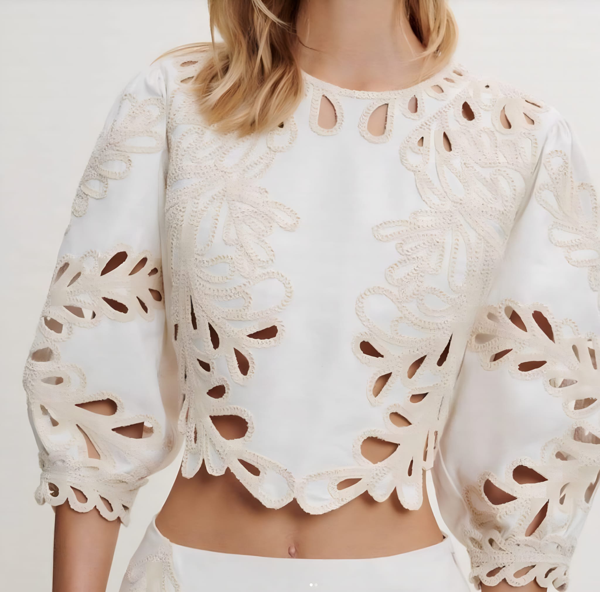 Broderie and lace summer blouse